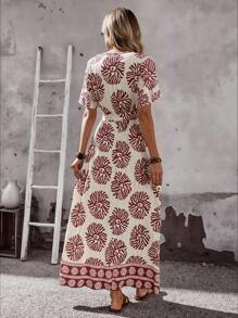 EMERY ROSE Women's Allover Print Vacation Casual Dress - Red - View 2