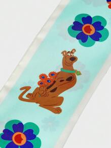 SCOOBY-DOO X SHEIN 蓝色卡通花卉图案时尚围巾