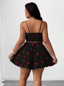 SHEIN Unity Váy midi chữ A hở lưng in họa tiết trái tim thanh lịch cỡ lớn cho nữ, bộ đôi cho kỳ nghỉ bãi biển, tiệc tùng, lễ hội âm nhạc, mùa xuân và mùa hè Thiết kế đa năng - Nhiều màu - Xem 2