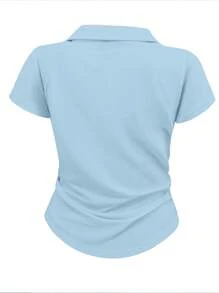 Maglietta a manica corta di colore unito da donna, di moda per l'estate