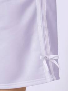 SUMWON Girls Casual T-Shirt Dress Bow Detail Summer Spring Oversized Comfort Fit Athletic Kids Mini Dress Weekend Sports Leisure Wear - Lilac Purple - View 4