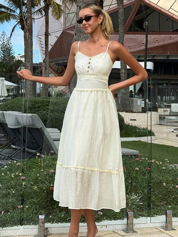 French Style Elegant High-End Camisole Dress, Women Summer Beach Vacation Flowing Long Dress,Casual Women Dresses Maxi Dress