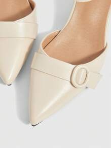 Sleekvia Women's Pointed Toe Adjustable Buckle Fashion High Heel Pumps - Apricot - View 4
