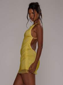 SHEIN Unity Racer Neck Bodycon Mini Dress Diamante Summer, Vacation, Festival Outfit, Y2k Ibiza Holiday Beach