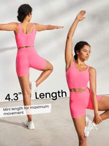 GLOWMODE 4.3英寸 Featherfit™ 交叉可愛騎行短褲,透氣運動健身短褲 - 粉色 - 查看 5