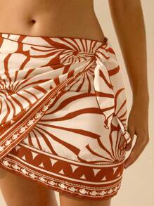 CAJUNI Pareo corto de estilo bohemio con estampado de conchas marinas para mujer, ideal para el verano, la playa y la natación en vacaciones, apto para Hawái