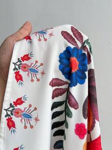 Maweii 大码女式花卉印花简约休闲/度假短袖衬衫 - 彩色 - 查看 7