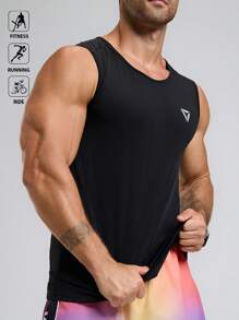 Manfinity Sport Polished Parte superior de tirantes casual con cuello redondo y estampado geométrico luminoso para hombres