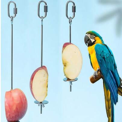 Stainless Steel Bird Fruit Forks - Parrot Cage Accessories Set For Fruit & Snack Feeding | Rustproof Chew-Proof Bird Supplies, Immediate Use Bird Toys