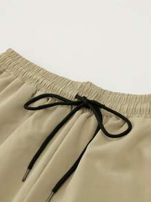 Manfinity Homme Plus Size Men's Casual Versatile Solid Color Cargo Shorts - Khaki - View 3