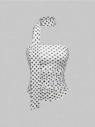 J-Fashion Women's Polka Dot Minimalist Casual Tank Top, Suitable For Summer