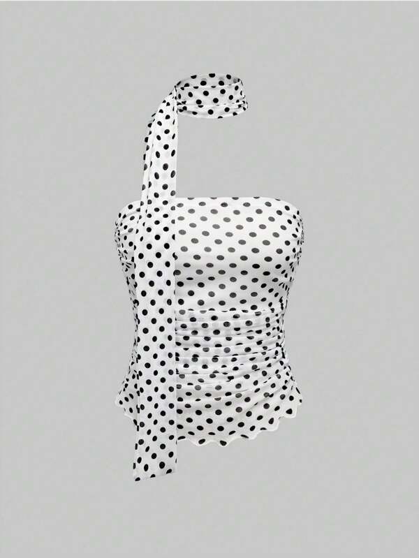 ROMWE J-Fashion Women's Polka Dot Minimalist Casual Tank Top, Suitable For Summer