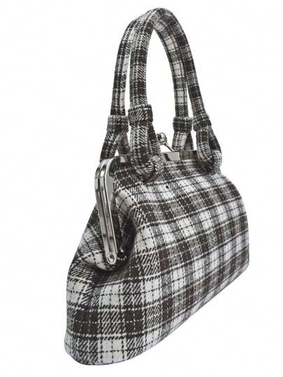 Fairycore Bolso de mano elegante y de moda a cuadros con lazo
