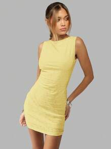 MISSGUIDED Vestido mini de verano con bordados ingleses, sin mangas, ajustado, elegante para cóctel, fiesta, boda o eventos especiales