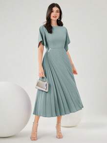 Modelyn 优雅时尚纯色女士派对长款晚礼服 - 藍色 - 查看 7