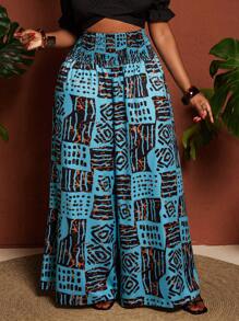 Maweii 加大码宽松度假裤 - 藍色 - 查看 4