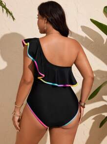 SHEIN Swim Curve Đồ bơi một mảnh cỡ lớn cho nữ, đồ bơi liền quần ngày lễ mùa hè - màu đen - Xem 2