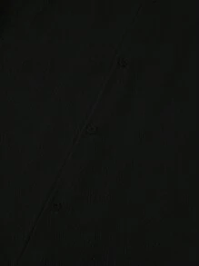 SHEIN Teenboys 宽松休闲百搭纯色纹理短袖衬衫，适合春夏季节，适合运动、外出、居家度假、穿搭