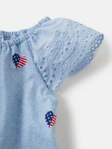 Joliand Joliand 2 pièces/set Top sans manches ample imprimé avec cœur patriotique et drapeau et short à jambes larges pour filles bébé. Convient pour un usage casual quotidien, le Jour de l'Indépendance, les voyages, la plage. 4 juillet, Quatrième juillet, drapeau des États-Unis, drapeau américain, drapeau patriotique, Vieux Glory, Jour de l'Indépendance