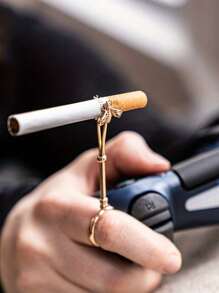 SHEIN 1pc, Golden Bee Cigarette Holder, Elegant Cigarette Holder Ring Rack, Cigarette Finger Clip Ring Holder