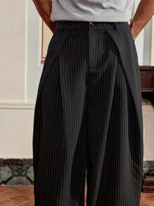 SWAVVY 男士条纹印花拉链交叉宽松裤，秋季