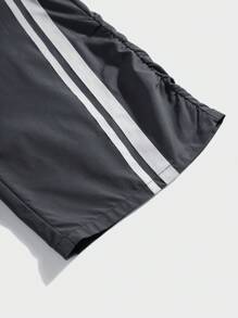 SHEIN Teen Boys Gray Decorative Tape Slim Casual Pants, Comfortable, Fashionable, Versatile, Soft Fabric, Suitable For Daily Wear, School, Outing, Outdoor Sports, All Seasons - Grey - View 8