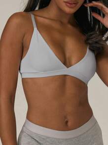 MUSERA Áo bralet hai dây mềm mại như bơ, trang phục cơ bản cho kỳ nghỉ, dễ thương, phù hợp cho sân bay, mùa xuân hè, lễ Phục sinh. - Xám - Xem 4