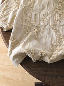 2pcs Toddler Boys Textured Fabric Set, Hooded Tee And Shorts, Distressed Fabric For Street Casual Style, Chest Graphic Print, School, Campus, College - Grey - View 6