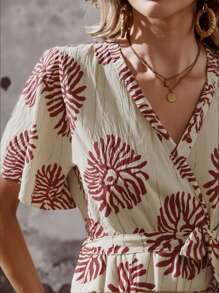 EMERY ROSE Women's Allover Print Vacation Casual Dress - Red - View 8