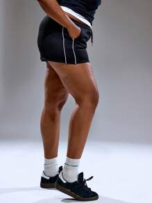 MUSERA Plus Size Women Tie Front Jogger Shorts Streetstyle Holiday 90's Y2k Cute Casual City Muse Athletic Shorts, Everyday Curve Autumn Winter Fall