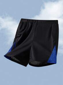 SHEIN Tween Boys Contrast Color Block T-Shirt & Shorts 2Pcs Sports Set - Royal Blue - View 7