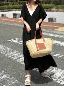 FRIFUL Women's Sleeveless A-Line Dress With Loose Shoulder Straps, Casual Chic For Spring & Summer Woman S Summer Clothes Women Summer Clothing Women Plus Sun Dress Women Plus Black Dress Work Summer Dresses
