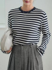 Dazy-Less Camiseta básica de manga larga con parches y contrastes a cuadros, para uso casual, de negocios y oficina, otoño