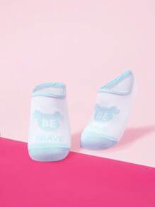 THE POWERPUFF GIRLS X SHEIN 1 Pair Women's Cartoon Letter Pattern Contrast Color Invisible Ankle Socks - Blue - View 4