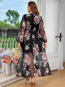 SHEIN Clasi Plus Size Long Sleeve Dress, Fashionable For Summer - Multicolor - View 2
