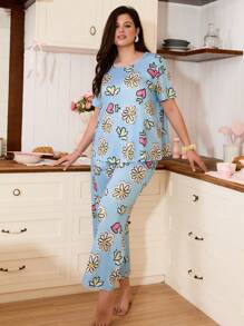 SweetSlumber Plus Size Floral & Heart Print Sleepwear Set