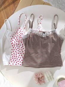 SHEIN EZwear سترة طبقة بدون أكمام للنساء برسم خطوط قلب ملون بأسلوب كاجوال - متعدد الألوان - مشاهدة 7
