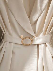 Franclia Elegante vestido de satén dorado Daphne con cuello en V, sin mangas y cintura ceñida, para mujer, de primavera/verano - Caqui - Ver 4