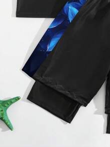 男童印花两件套泳衣套装 - 藍色 - 查看 7