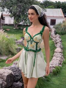 Myrelith 1pc Printed Mesh Underwire Sexy Bra For Women For Going Out