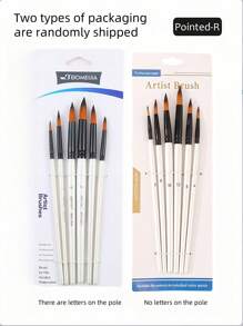 6 件套圆形角头艺术家画笔套装白色尼龙毛画笔，适用于丙烯油画、水彩画、丙烯画、身体面部岩石画布、艺术家、学生和成人绘画艺术工艺品用品、万圣节、派对和生日礼物、新年礼物、DIY 艺术工具圣诞节节日礼物 - R - 查看 3