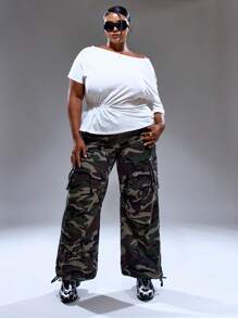 MUSERA Plus Size Asymmetric Neck Gathered Ruched Side Top Summer Streetstyle Vacation Holiday 90's Y2k Cute Casual City Muse