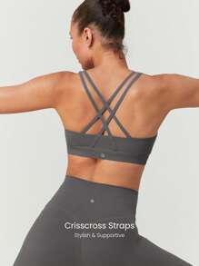 GLOWMODE FeatherFit™ 交叉肩带运动内衣 - 深灰色 - 查看 4