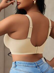 DesireSculpt 1pc Plus Size Women Seamless Padded Bra With Lift And Side Support, Adjustable Straps, Comfortable - Apricot - View 2