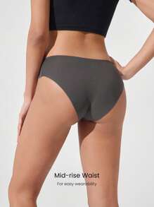 GLOWMODE 两件装 SweatMode 亮泽丝滑无缝吸汗标志中腰比基尼内裤日常休闲工作服 - 深灰色 - 查看 2