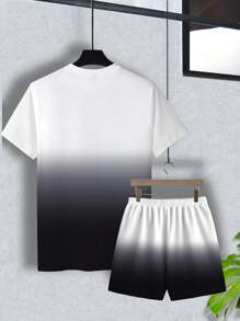 Manfinity Homme Men's Gradient Letter Print T-Shirt And Shorts Set - Multicolor - View 2