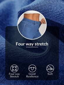 Flexra 女士休闲抽绳口袋卷边及膝牛仔短裤，夏季