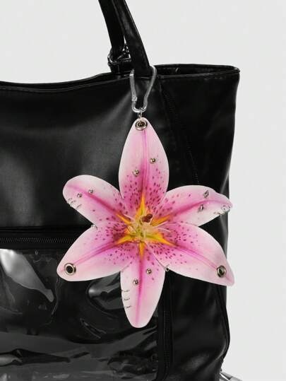 Fairycore 1 pieza Llavero decorado con flor de lirio de lunares de degradado de melocotón estilo Kawaii, regalo para bolsa de fiesta de boda, vacaciones en la playa, cumpleaños