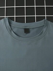 Manfinity Homme Camiseta de manga corta casual y versátil de unicolor talla grande para hombre, de verano - Verde - Ver 6