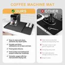 2 件 2 合 1 硅胶咖啡垫和碗碟干燥垫，24 英寸 x 16 英寸咖啡吧垫，带可拆卸碗碟干燥垫，适用于厨房台面，咖啡吧配件适合放在咖啡机、咖啡壶、浓缩咖啡机碗碟架下方 - 彩色 - 查看 4